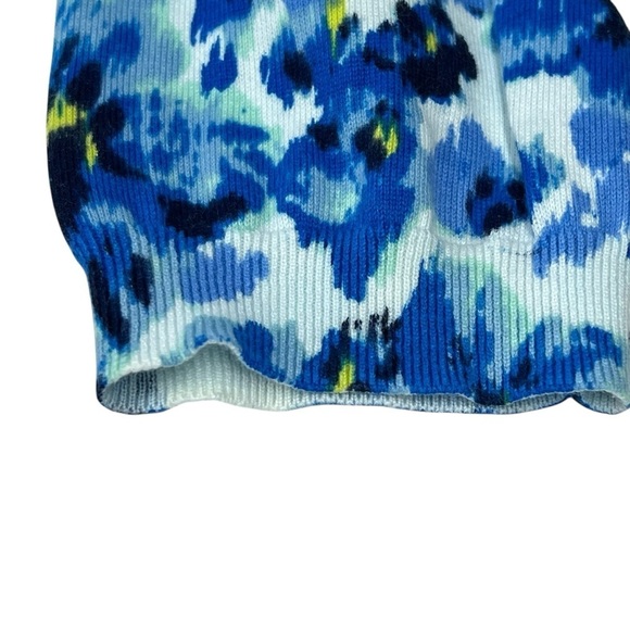 LANDS' END Blue Floral Supima Cotton Crewneck Sweater 3/4 Sleeve Women's XL - Picture 11 of 16